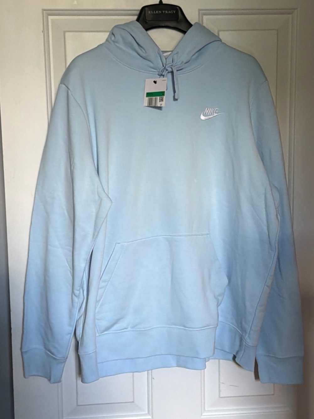 Nike Pastel Blue Pullover Hoodie with White Swoosh Logo